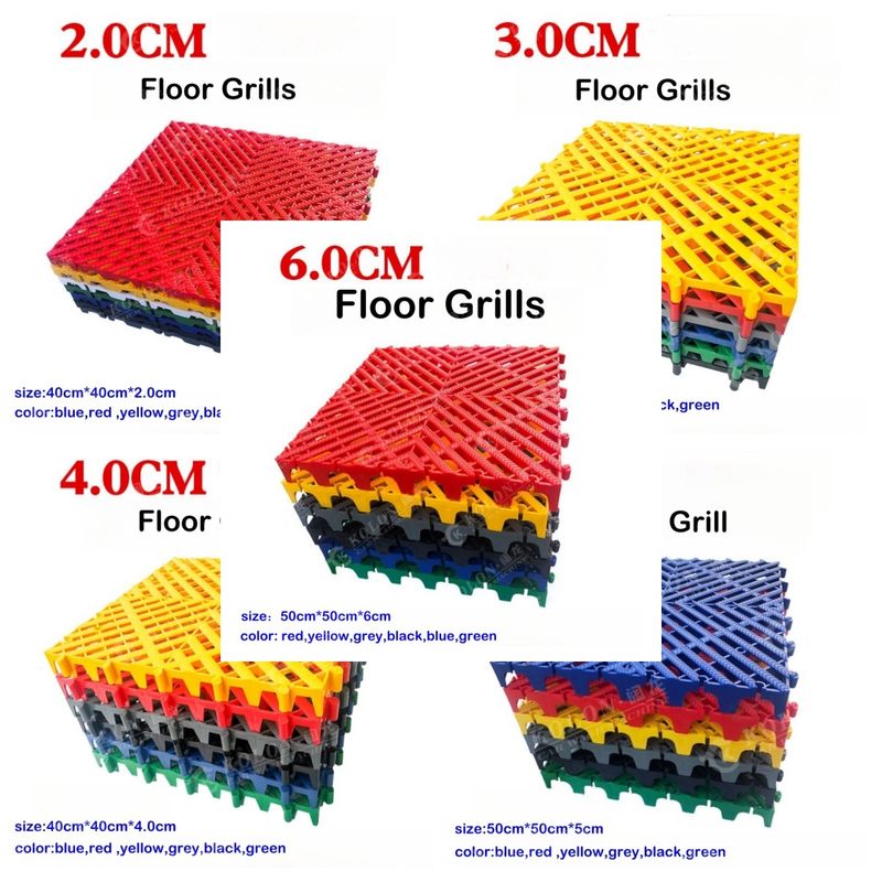 Carreaux de sol de garage en plastique en PP à verrouillage entre eux 2,0 cm 3,0 cm 4,0 cm 5,0 cm 6,0 cm
