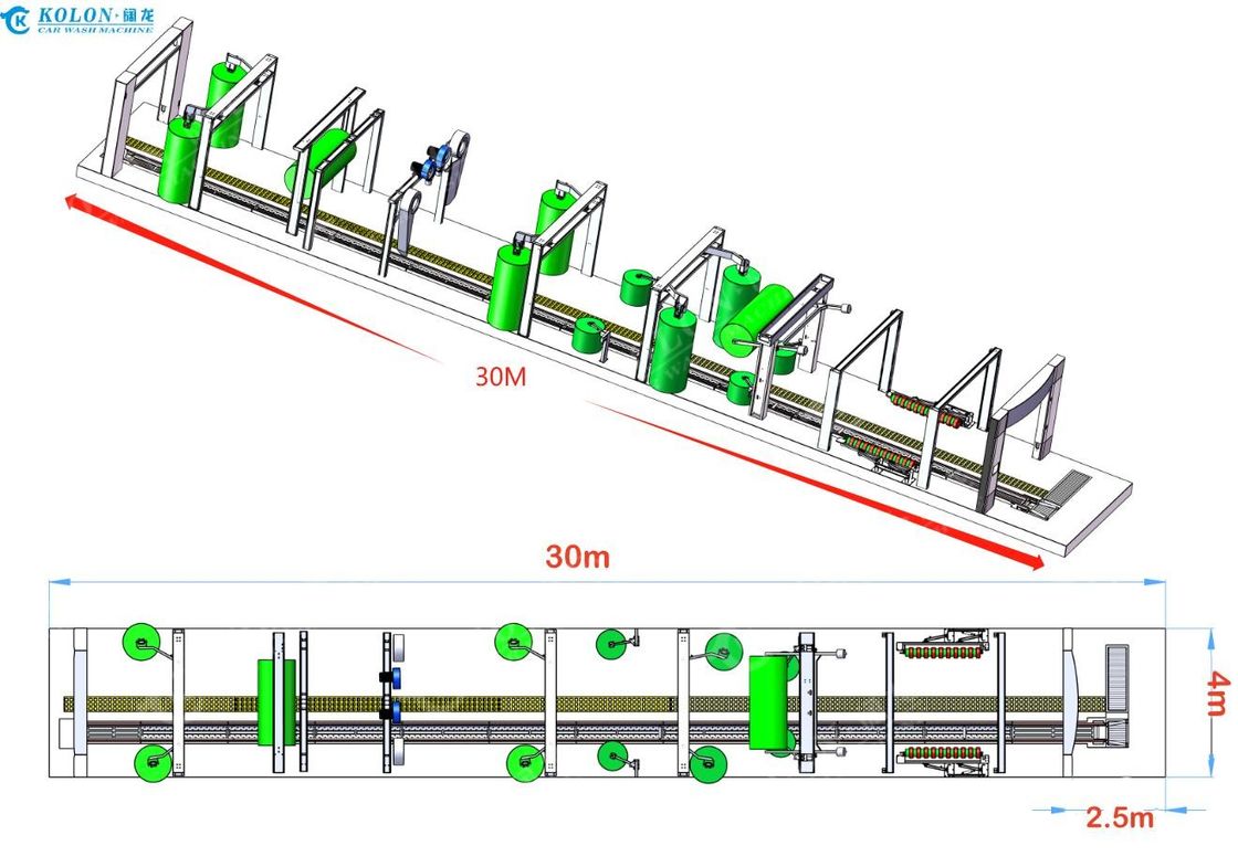 Une machine à laver automatique à 14 pinces 30m système de convoyeur.