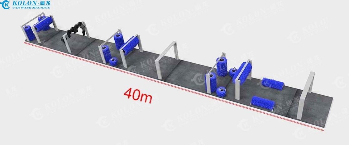 15 pinceaux machine à laver les voitures tunnel avec 15 pinceaux cadre en acier galvanisé à chaud et pinceaux à toucher doux pour longue durée longueur 40000mm